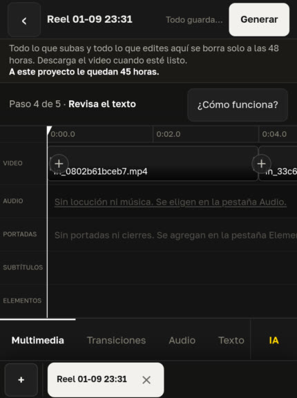El Estudio de Video funcionando en un tel&eacute;fono